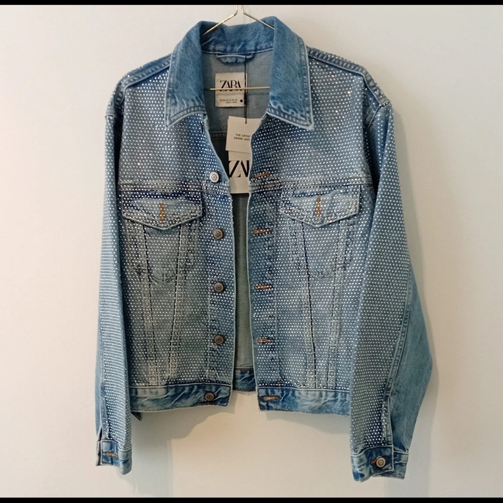 Zara Crystal Embellished Blue Denim Jacket